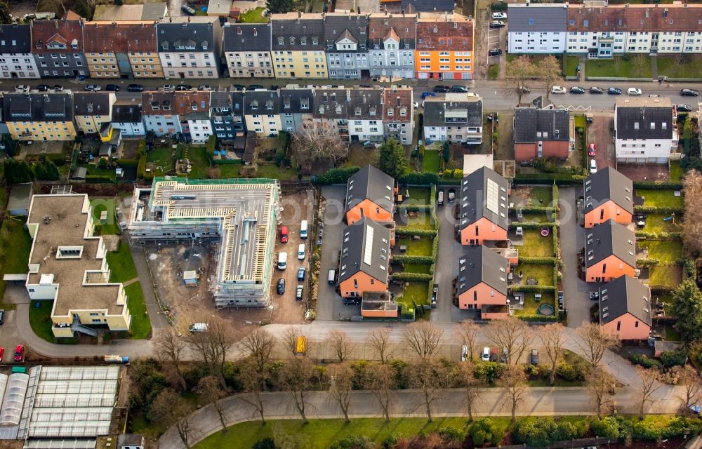 Witten from the bird's eye view: Construction site in residential area of Jonnes Busch Weg in Witten in the state North Rhine-Westphalia