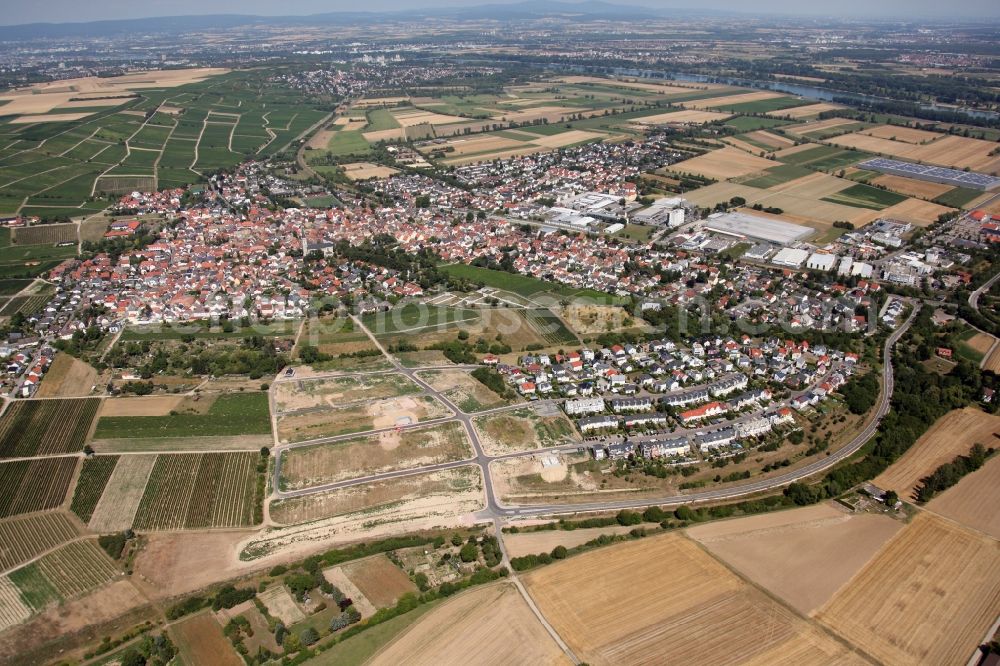 Bodenheim from the bird's eye view: Construction site with new buildings in Bodenheim in state Rhineland-Palatinate