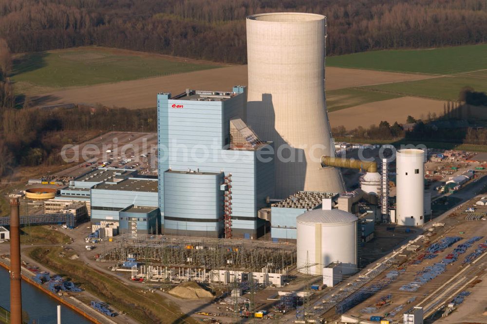 Aerial image Datteln - Construction site of new coal-fired power plant dates on the Dortmund-Ems Canal