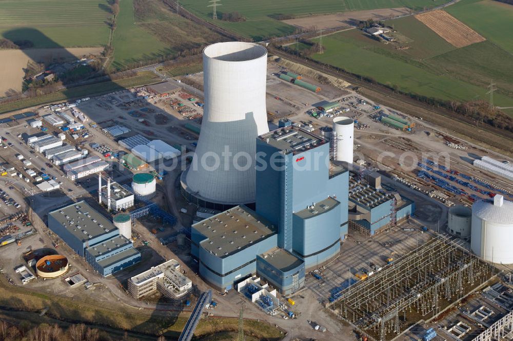 Aerial image Datteln - Construction site of new coal-fired power plant dates on the Dortmund-Ems Canal