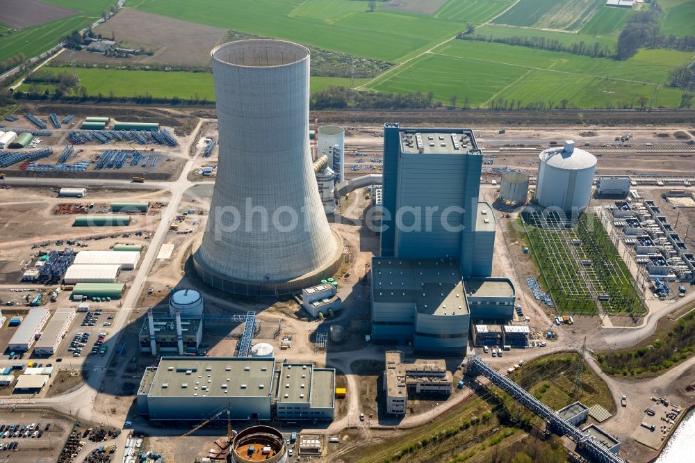 Aerial photograph Datteln - Construction site of new coal-fired power plant dates on the Dortmund-Ems Canal
