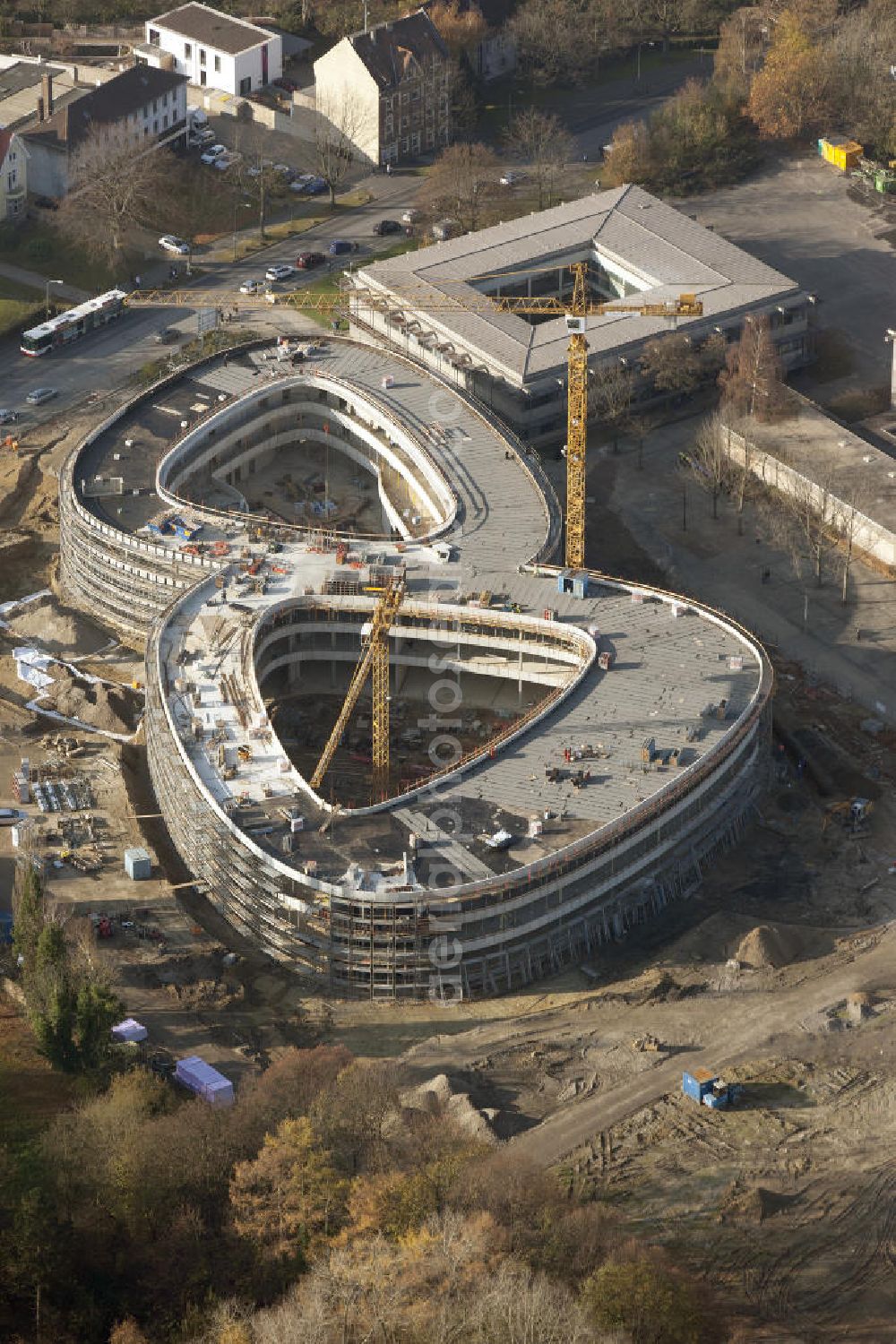 Aerial image Bochum - Look at the construction site of the New Secondary Schhol in Bochum. Around the building it is planned that the first sentence of the Human Rights Act