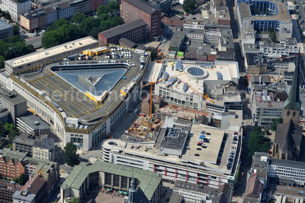 Aerial photograph Dortmund - Baustelle des neuen Thier- Areal Dortmund, einem modernen Einkaufszentrum der ECE Projektmanagement GmbH an der Silberstraße , Westenhellweg im Zentrum der Altsdtadt. Site of the new shopping center Thier-Areal Dortmund.