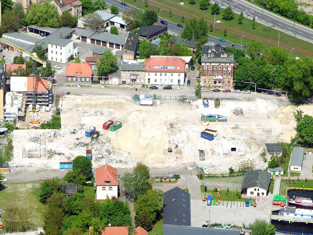 Potsdam / BRB from above - Baustelle eines neuen Wohn -und Geschäftshauses auf dem Gelände an der Humboldtbrücke in Potsdam