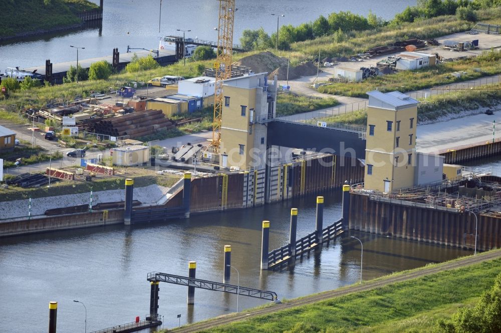 Aerial photograph Magdeburg - View of the construction site of the expansion lock Magdeburg