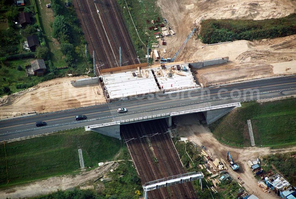 Mahlow (Brandenburg) from above - 14.09.2005 Mahlow (Brandenburg) Blick auf die Baustelle der Schälerbau Berlin GmbH an der Ortsumfahrung Mahlow am Gewerbegebiet.