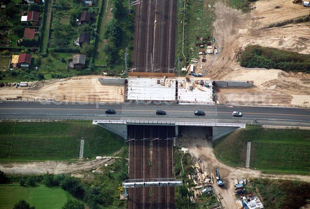 Mahlow (Brandenburg) from the bird's eye view: 14.09.2005 Mahlow (Brandenburg) Blick auf die Baustelle der Schälerbau Berlin GmbH an der Ortsumfahrung Mahlow am Gewerbegebiet.