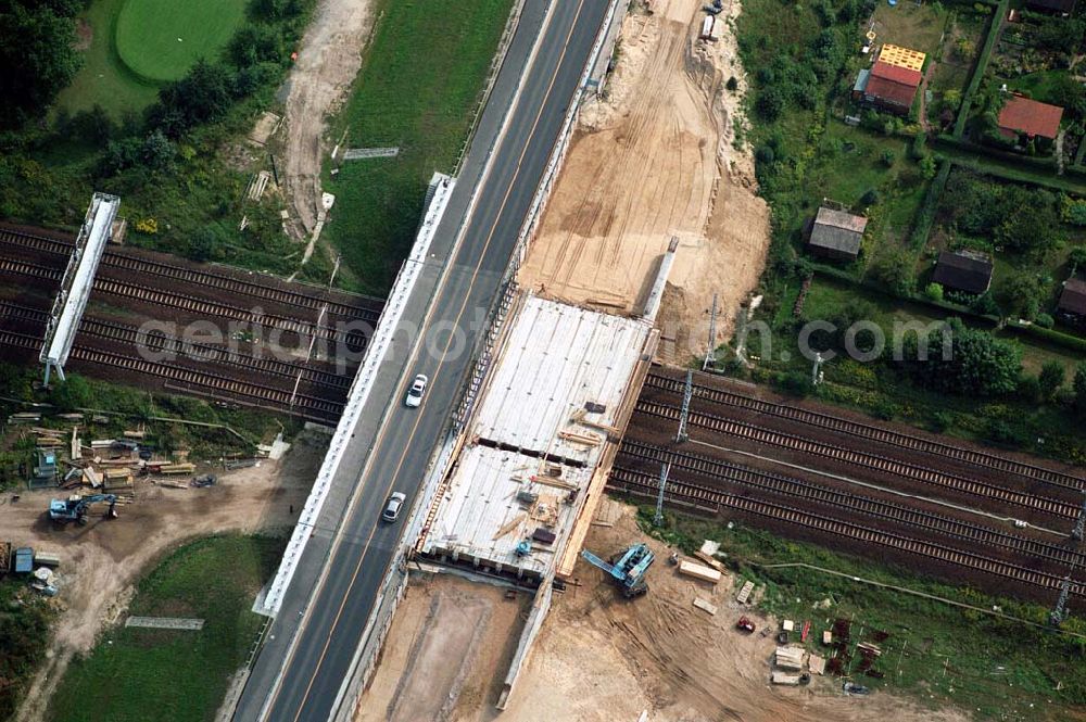 Mahlow (Brandenburg) from above - 14.09.2005 Mahlow (Brandenburg) Blick auf die Baustelle der Schälerbau Berlin GmbH an der Ortsumfahrung Mahlow am Gewerbegebiet.