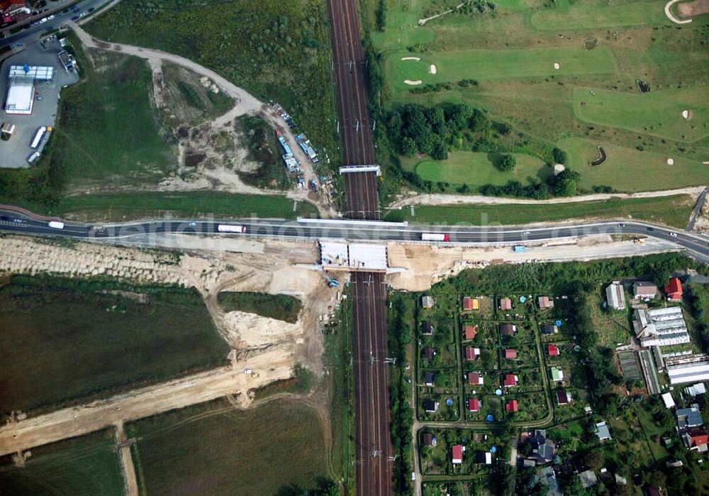 Mahlow (Brandenburg) from above - 14.09.2005 Mahlow (Brandenburg) Blick auf die Baustelle der Schälerbau Berlin GmbH an der Ortsumfahrung Mahlow am Gewerbegebiet.