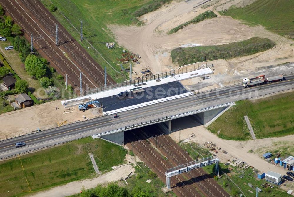 Mahlow from above - 11.05.2006 Mahlow (Brandenburg) Blick auf die Baustelle der Schälerbau Berlin GmbH an der Ortsumfahrung Mahlow am Gewerbegebiet.