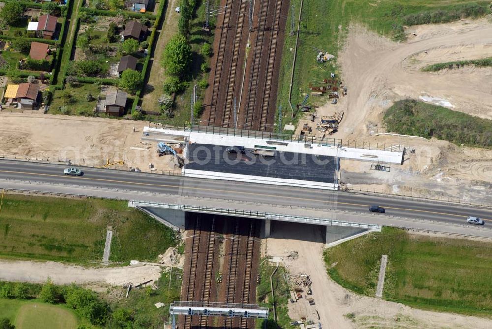 Mahlow from above - 11.05.2006 Mahlow (Brandenburg) Blick auf die Baustelle der Schälerbau Berlin GmbH an der Ortsumfahrung Mahlow am Gewerbegebiet.