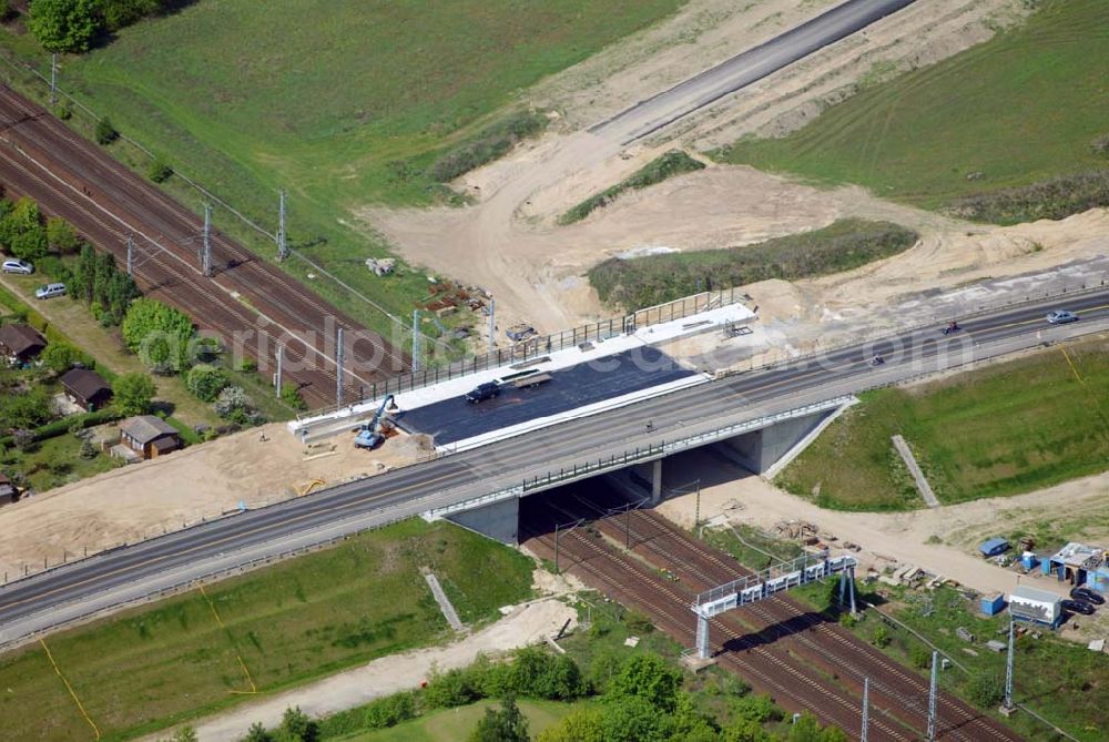 Mahlow from above - 11.05.2006 Mahlow (Brandenburg) Blick auf die Baustelle der Schälerbau Berlin GmbH an der Ortsumfahrung Mahlow am Gewerbegebiet.