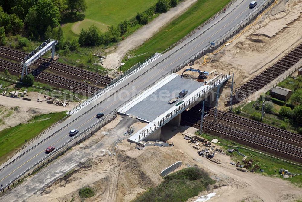 Mahlow from above - 11.05.2006 Mahlow (Brandenburg) Blick auf die Baustelle der Schälerbau Berlin GmbH an der Ortsumfahrung Mahlow am Gewerbegebiet.