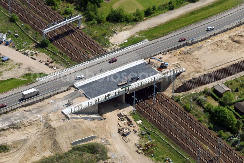 Aerial image Mahlow - 11.05.2006 Mahlow (Brandenburg) Blick auf die Baustelle der Schälerbau Berlin GmbH an der Ortsumfahrung Mahlow am Gewerbegebiet.