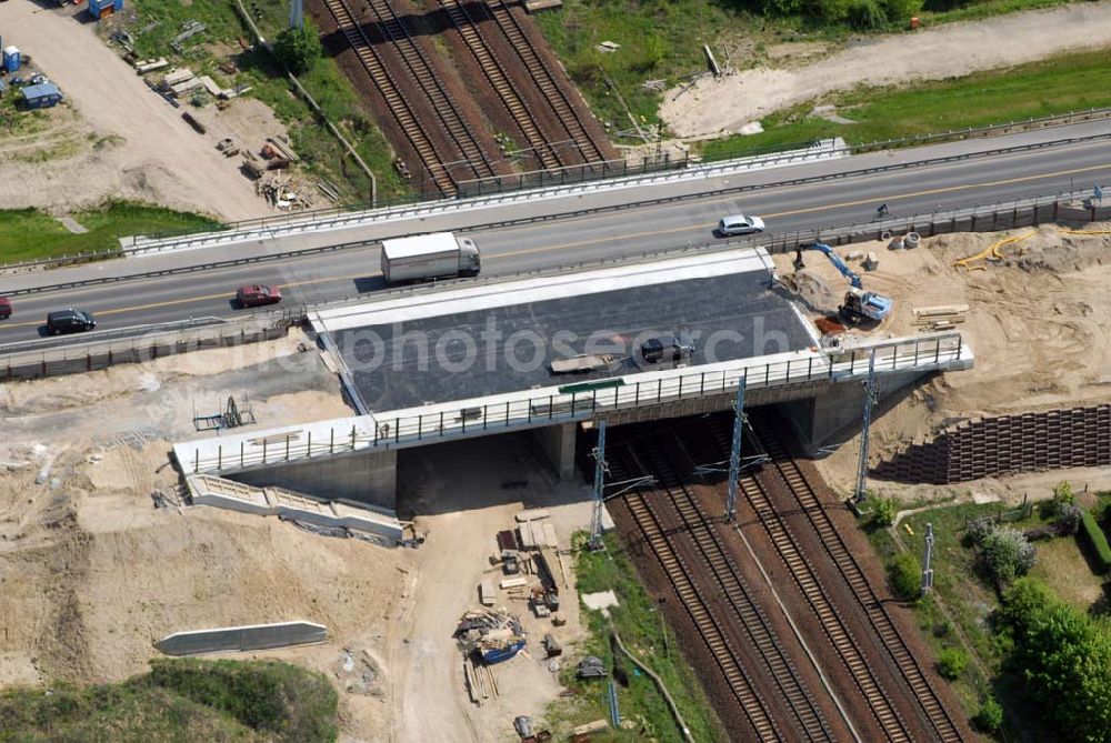 Mahlow from above - 11.05.2006 Mahlow (Brandenburg) Blick auf die Baustelle der Schälerbau Berlin GmbH an der Ortsumfahrung Mahlow am Gewerbegebiet.