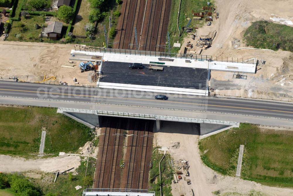 Mahlow from above - 11.05.2006 Mahlow (Brandenburg) Blick auf die Baustelle der Schälerbau Berlin GmbH an der Ortsumfahrung Mahlow am Gewerbegebiet.