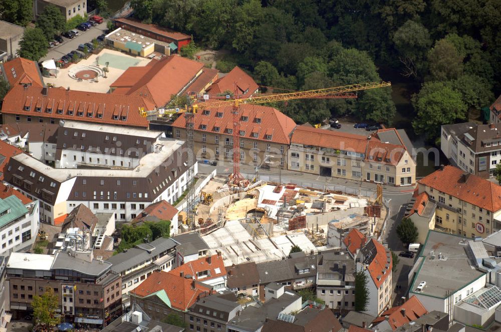 Osnabrück from above - Blick auf eine Baustelle in Osnabrück. Die Baustelle befindet sich an der Strasse Kleine Domsfreiheit. Kontakt: Stadt Osnabrück, Postfach 4460, 49034 Osnabrück, Tel. +49(0)541 323 0, Email: redaktion@osnabrueck.de