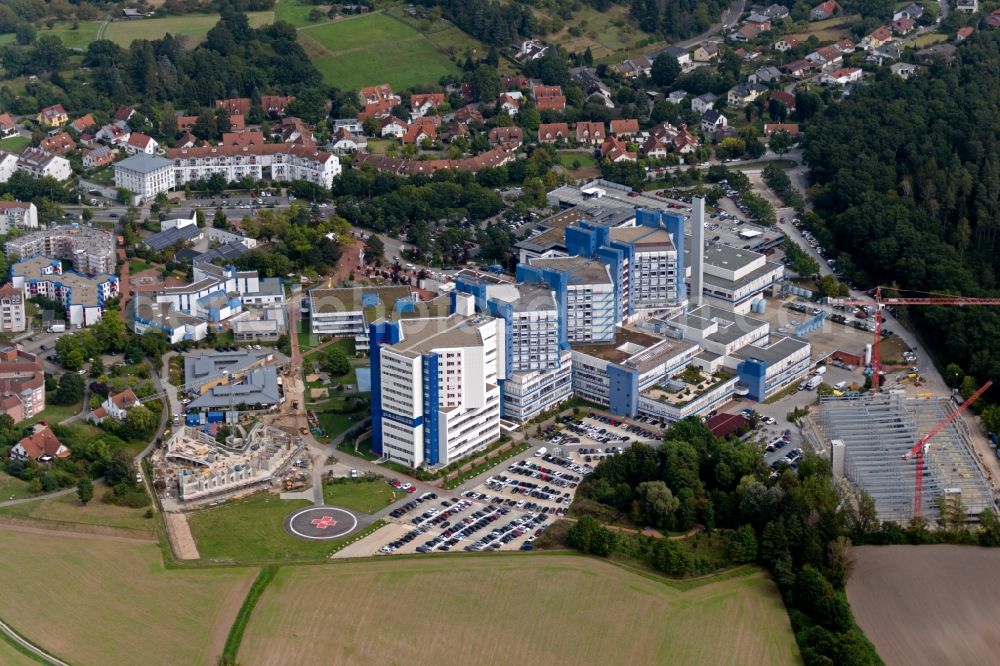 Bamberg from above - Construction site for a car park on the the hospital grounds of Klinikum Bamberg on Buger Strasse in Bamberg in the state Bavaria, Germany