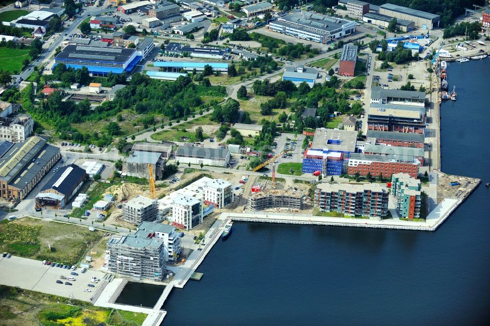 Aerial image Rostock - View of the construction site of a new building on the Hellingstraße in Rostock in Mecklenburg-Vorpommern