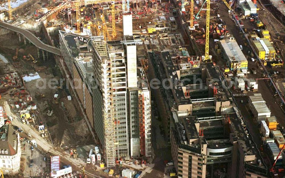 Aerial photograph Berlin - Baustelle Potsdamer Platz