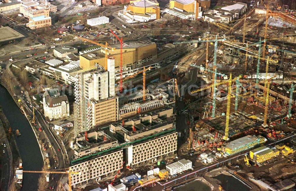 Aerial photograph Berlin - Baustelle Potsdamer Platz