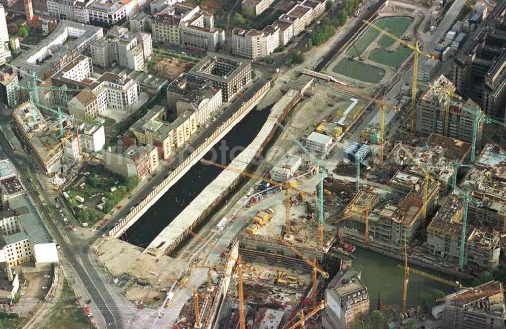 Aerial photograph Berlin - Baustelle Potsdamer Platz