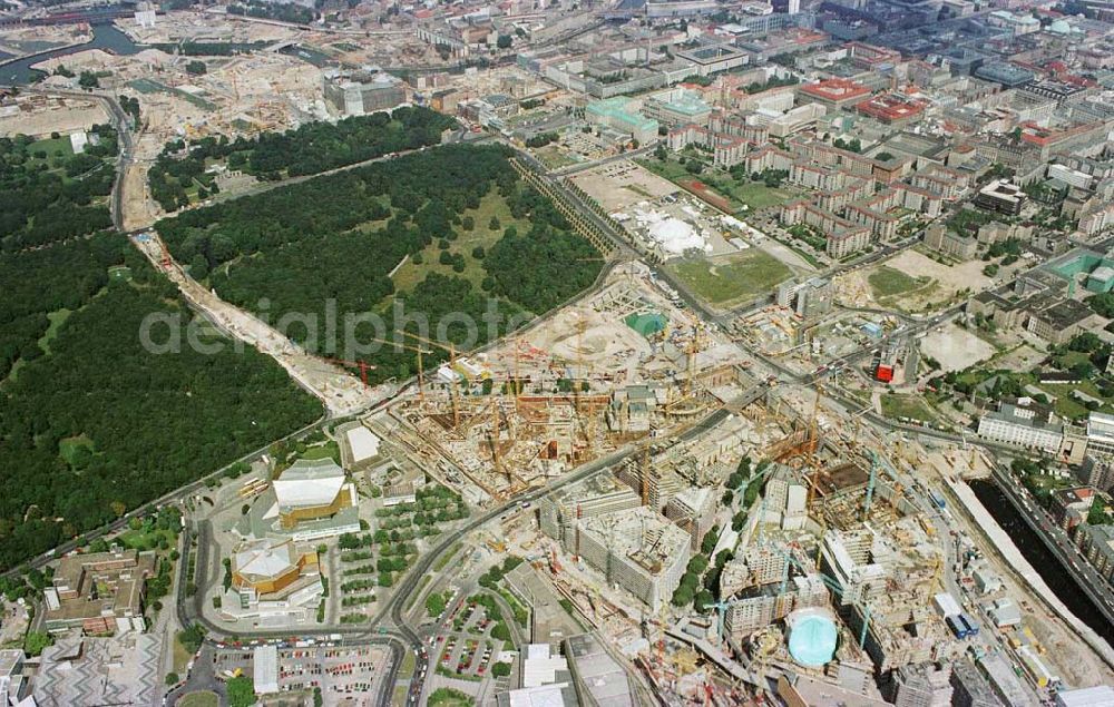 Aerial image Berlin - Tiergarten - Baustelle Potsdamer Platz