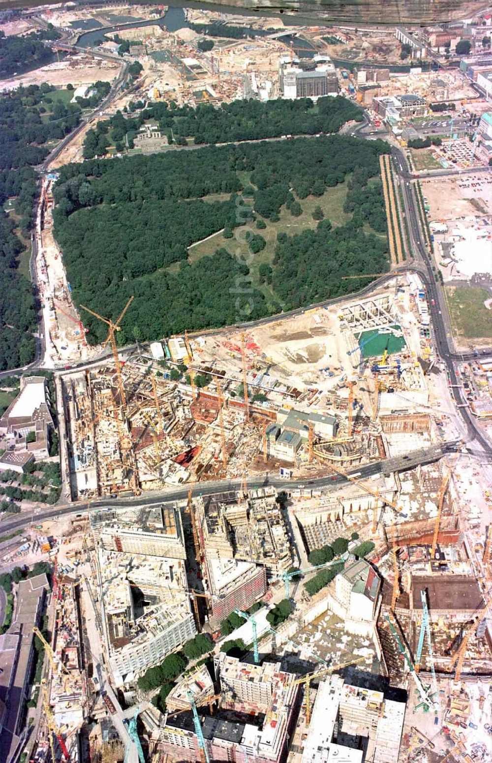 Aerial photograph Berlin - Tiergarten - Baustelle Potsdamer Platz