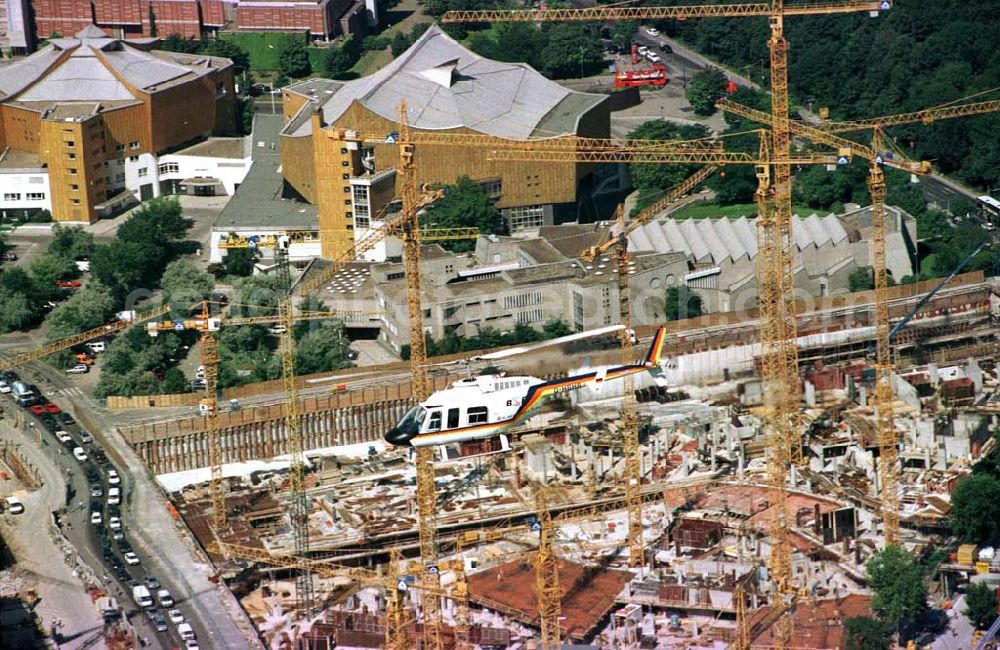 Aerial image Berlin - Tiergarten - Baustelle Potsdamer Platz im Berliner Tiergarten.