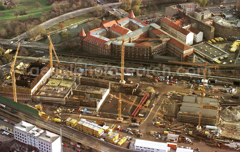 Aerial photograph Berlin - Baustelle Potsdamer Platz / Logistikzentrum