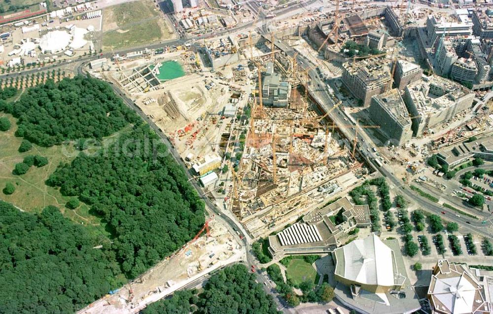 Aerial image Berlin - Tiergarten - Baustelle Potsdamer Platz - Projekt der SONY Berlin GmbH