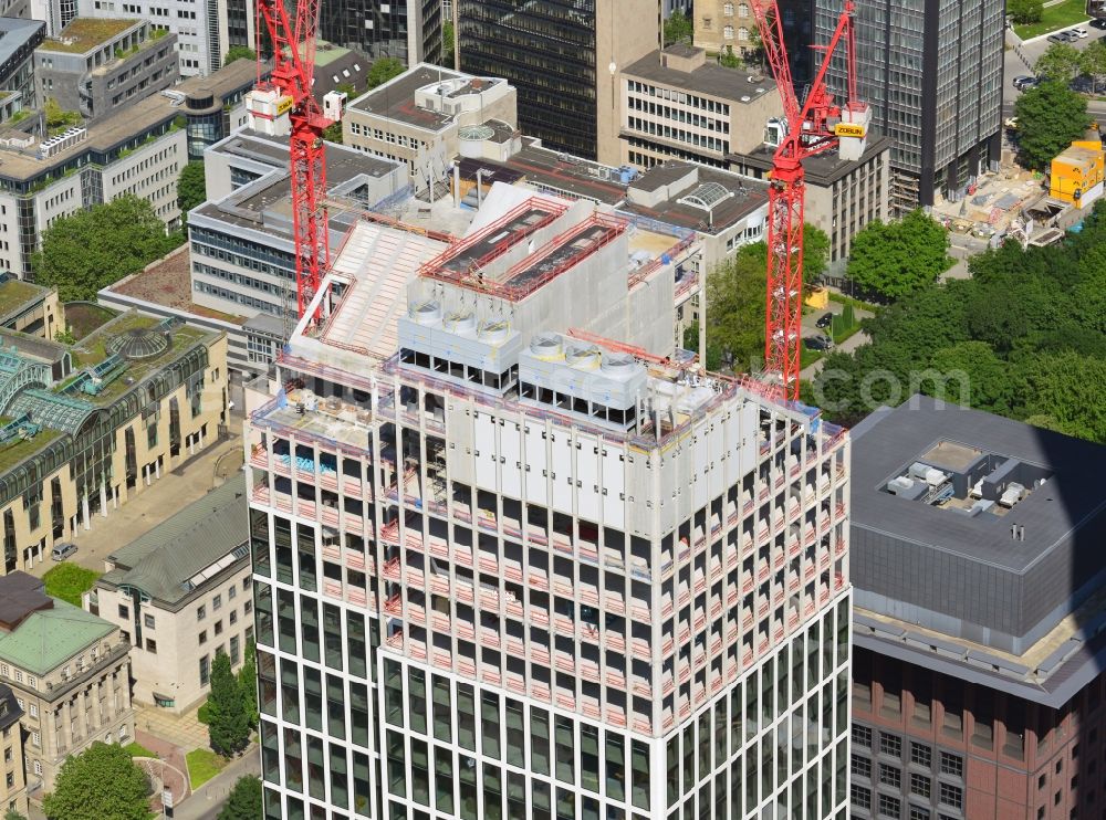 Aerial photograph Frankfurt am Main - The Taunusturm, construction of a new skyscraper, which after completion of an office and residential complex in the district Innenstadt in Frankfurt on the Main in the state hesse