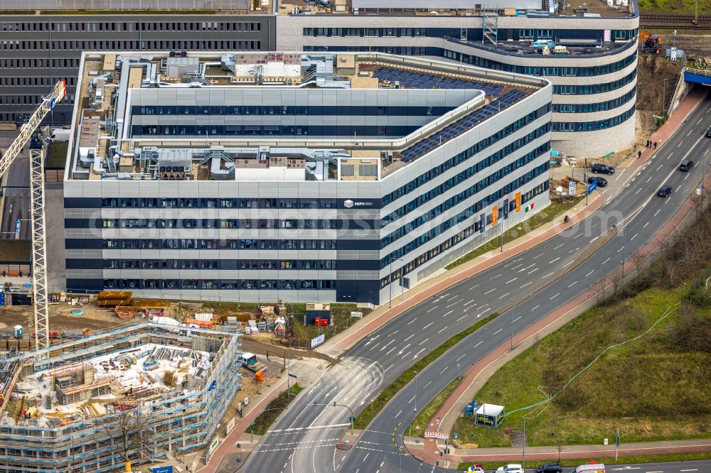 Aerial image Duisburg - Construction site to build a new office and commercial building on Koloniestrasse - Mercatorstrasse - Wuhanstrasse in Duisburg at Ruhrgebiet in the state North Rhine-Westphalia, Germany