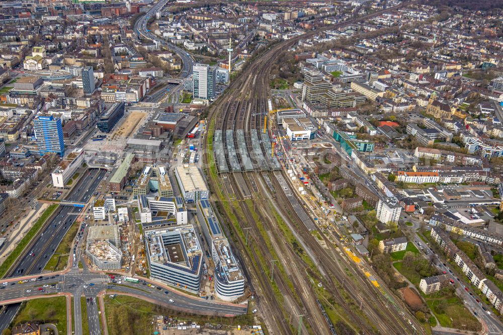 Aerial photograph Duisburg - Construction site to build a new office and commercial building on Koloniestrasse - Mercatorstrasse - Wuhanstrasse in Duisburg at Ruhrgebiet in the state North Rhine-Westphalia, Germany