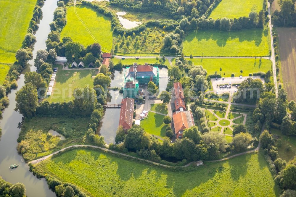 Aerial image Hamm - Construction site with reconstruction works at the Palais des Schloss Oberwerries in Hamm in the state North Rhine-Westphalia, Germany