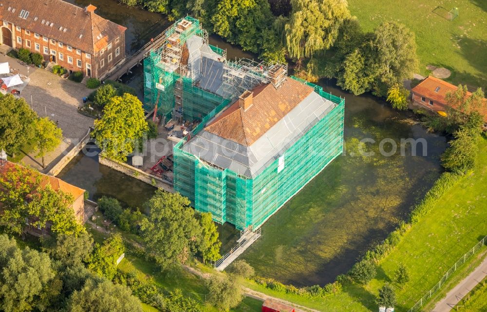 Aerial image Hamm - Construction site with reconstruction works at the Palais des Schloss Oberwerries in Hamm in the state North Rhine-Westphalia, Germany