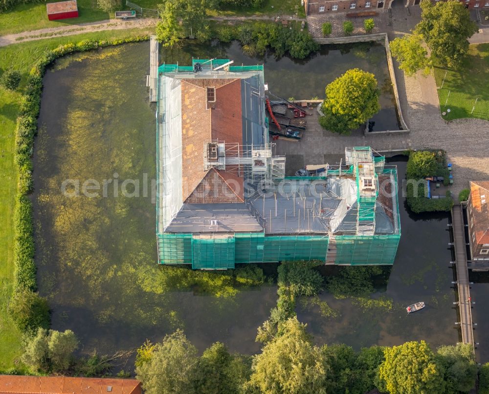 Aerial image Hamm - Construction site with reconstruction works at the Palais des Schloss Oberwerries in Hamm in the state North Rhine-Westphalia, Germany