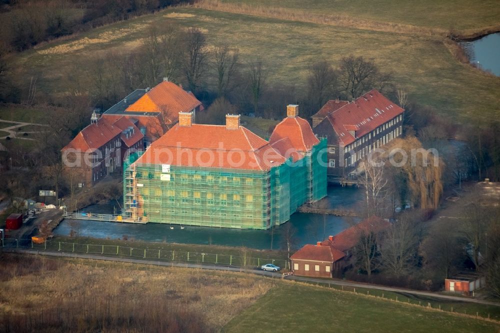 Aerial image Hamm - Construction site with reconstruction works at the Palais des Schloss Oberwerries in Hamm in the state North Rhine-Westphalia, Germany