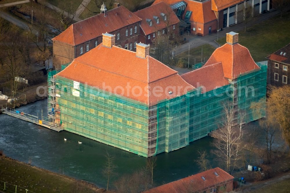 Aerial photograph Hamm - Construction site with reconstruction works at the Palais des Schloss Oberwerries in Hamm in the state North Rhine-Westphalia, Germany