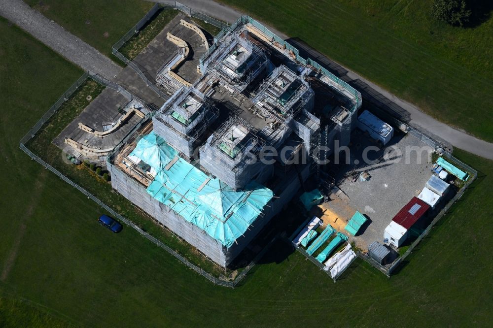 Aerial photograph Ludwigsburg - Construction site with reconstruction works at the Palais des Schloss Favorite on Favoritepark in Ludwigsburg in the state Baden-Wurttemberg, Germany