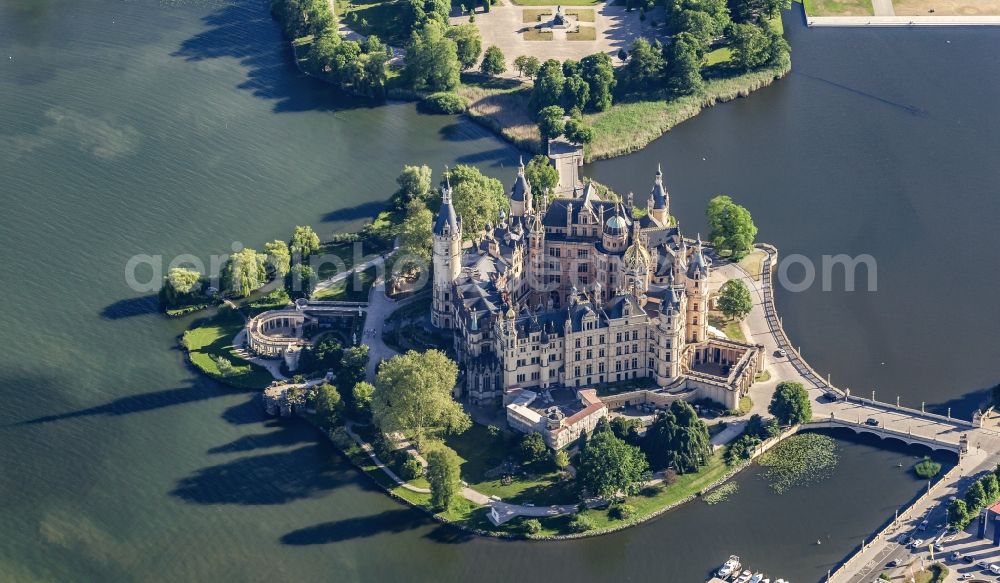 Schwerin from above - Construction site with reconstruction works at the Palais des in Schwerin in the state Mecklenburg - Western Pomerania