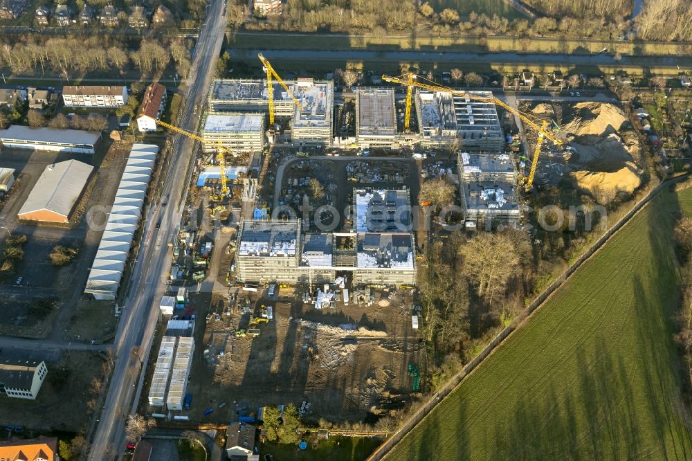 Hamm from the bird's eye view: Construction of shells for the university Hamm-Lippstadt in Hamm in North Rhine-Westphalia