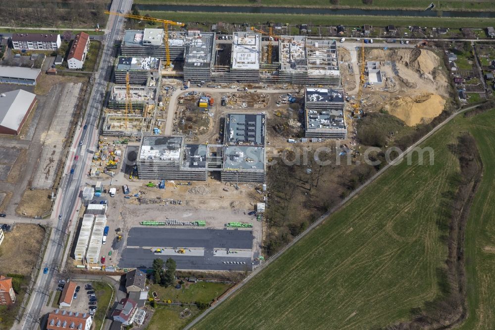 Hamm from above - Construction of shells for the university Hamm-Lippstadt in Hamm in North Rhine-Westphalia