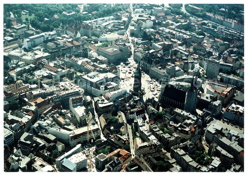 Aerial photograph Halle - Baustelle des Rolltreppenkaufhauses am Stadtzentrum der Altstadt von Halle an der Saale / Sachsen-Anhalt.