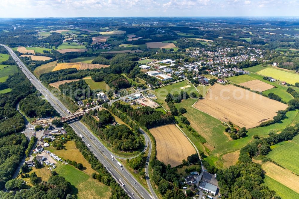 Aerial image Gevelsberg - Construction to renovation work on the road bridge structure Eichholzstrasse in the district Heck in Gevelsberg in the state North Rhine-Westphalia, Germany