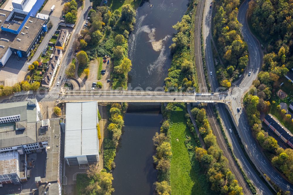 Aerial image Wetter (Ruhr) - Construction to renovation work on the road bridge structure along the B234 in Wetter (Ruhr) at Ruhrgebiet in the state North Rhine-Westphalia, Germany