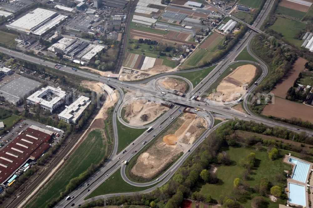 Aerial image Wiesbaden Schierstein - Construction site of the Schiersteiner bridge from Mainz to Wiesbaden