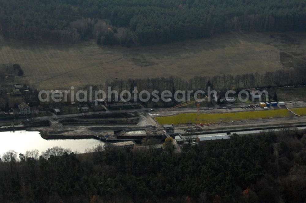 Wusterwitz from above - Blick auf die Baustelle vom Neubau der 2. Schleuse Wusterwitz. Ein Projekt des WSV: Wasserstraßen-Neubauamt Magdeburg, 39106 Magdeburg, Tel. +49(0)391 535-0, email: wna-magdeburg@wsv.bund.de