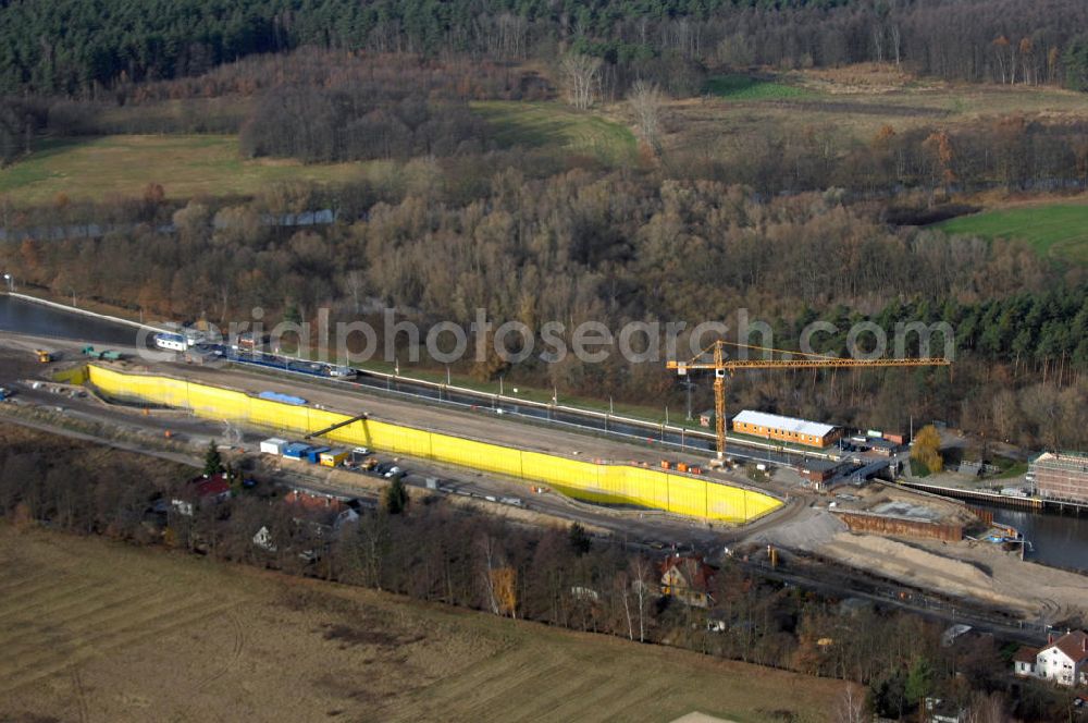 Wusterwitz from above - Blick auf die Baustelle vom Neubau der 2. Schleuse Wusterwitz. Ein Projekt des WSV: Wasserstraßen-Neubauamt Magdeburg, 39106 Magdeburg, Tel. +49(0)391 535-0, email: wna-magdeburg@wsv.bund.de