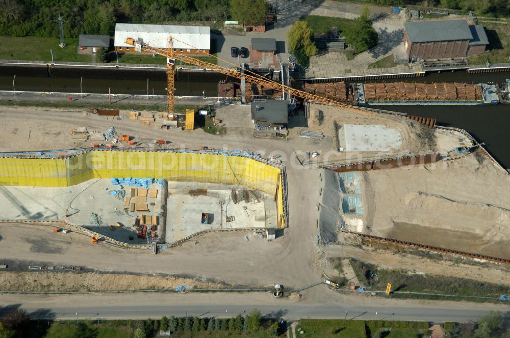 Wusterwitz from above - Blick auf die Erweiterungsbaustelle der Schleuse Wusterwitz. Ein Projekt des WSV: Wasserstraßen-Neubauamt Magdeburg, View of the construction site of the expansion lock Wusterwitz.